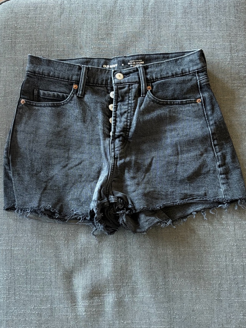 Old Navy Sky-Hi A-Line Black High-Rise Cutoff Denim Shorts